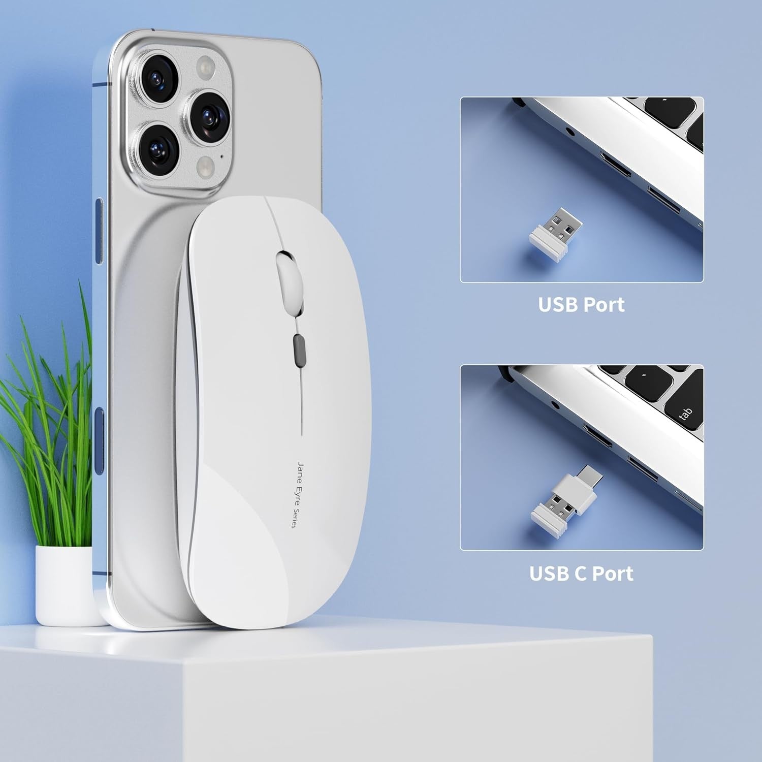 Wireless Mouse Rechargeable Silent 2.4G Slim 1600 DPI Laptop PC