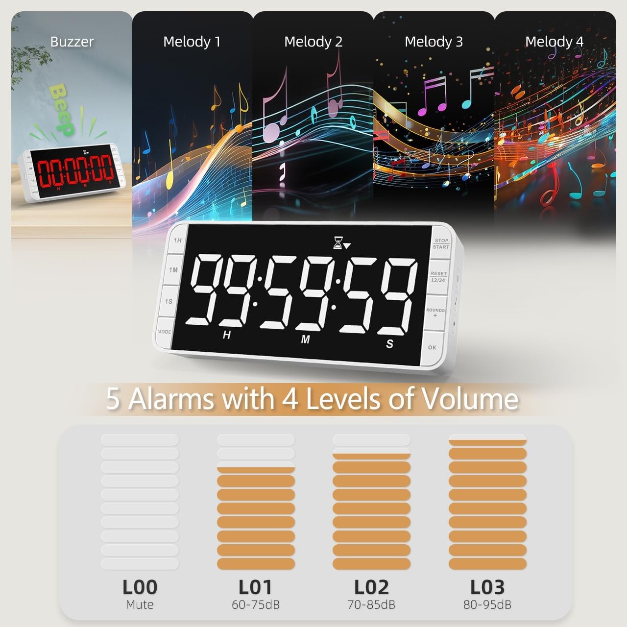 Large Digital Kitchen Timer Clock 99h Countdown Count LED Magnetic