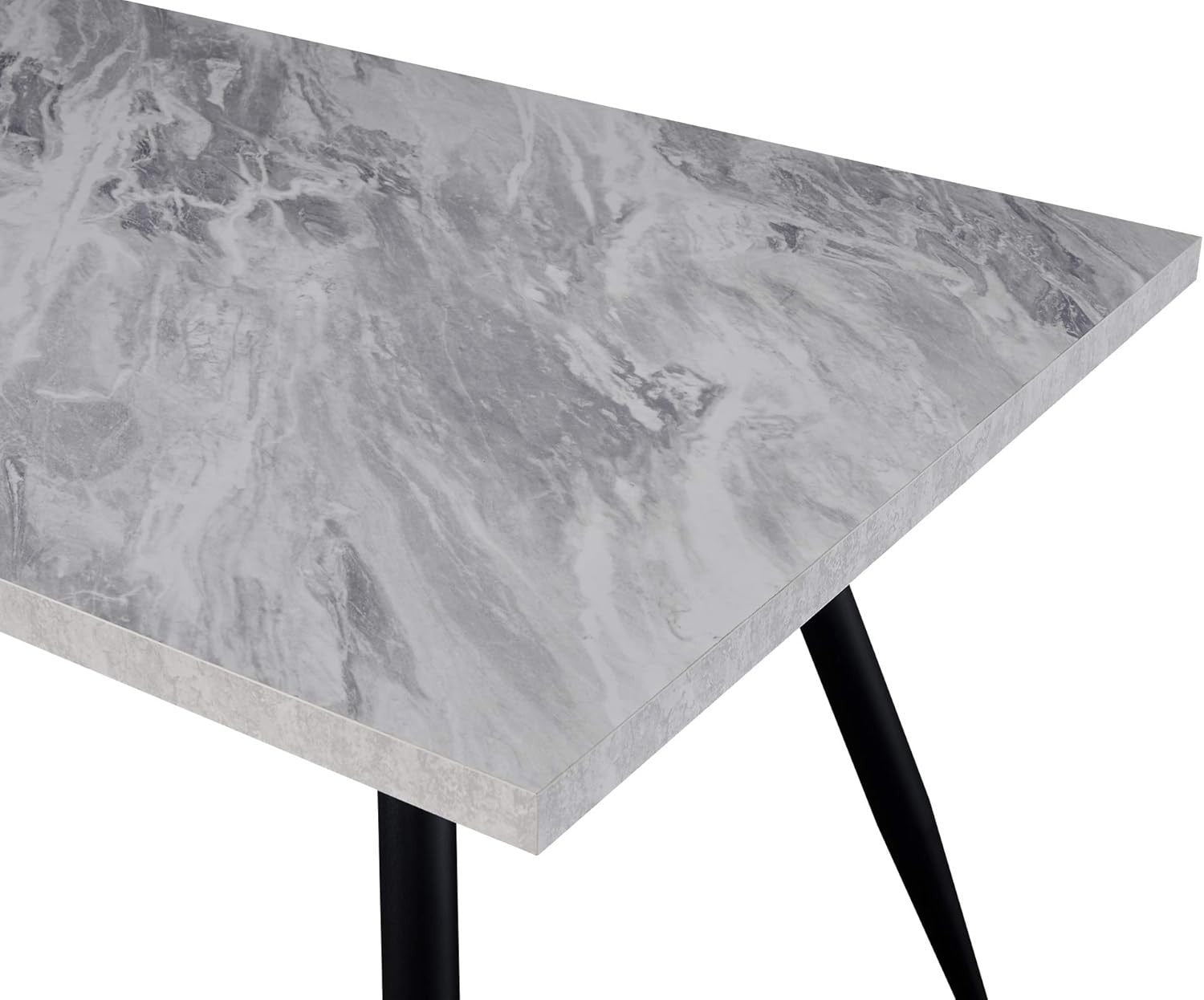 Modern White Marble Dining Table 150cm Black Metal Legs – Kitchen & Home Use