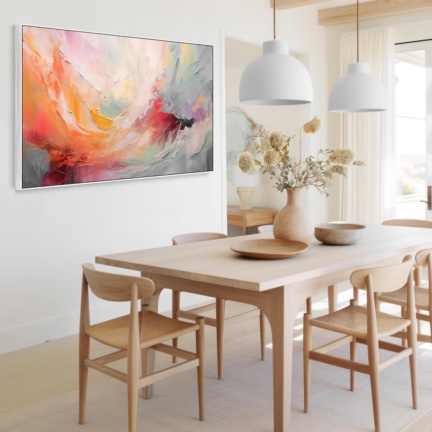XXL Abstract Canvas Wall Art 153x97cm Framed Colourful