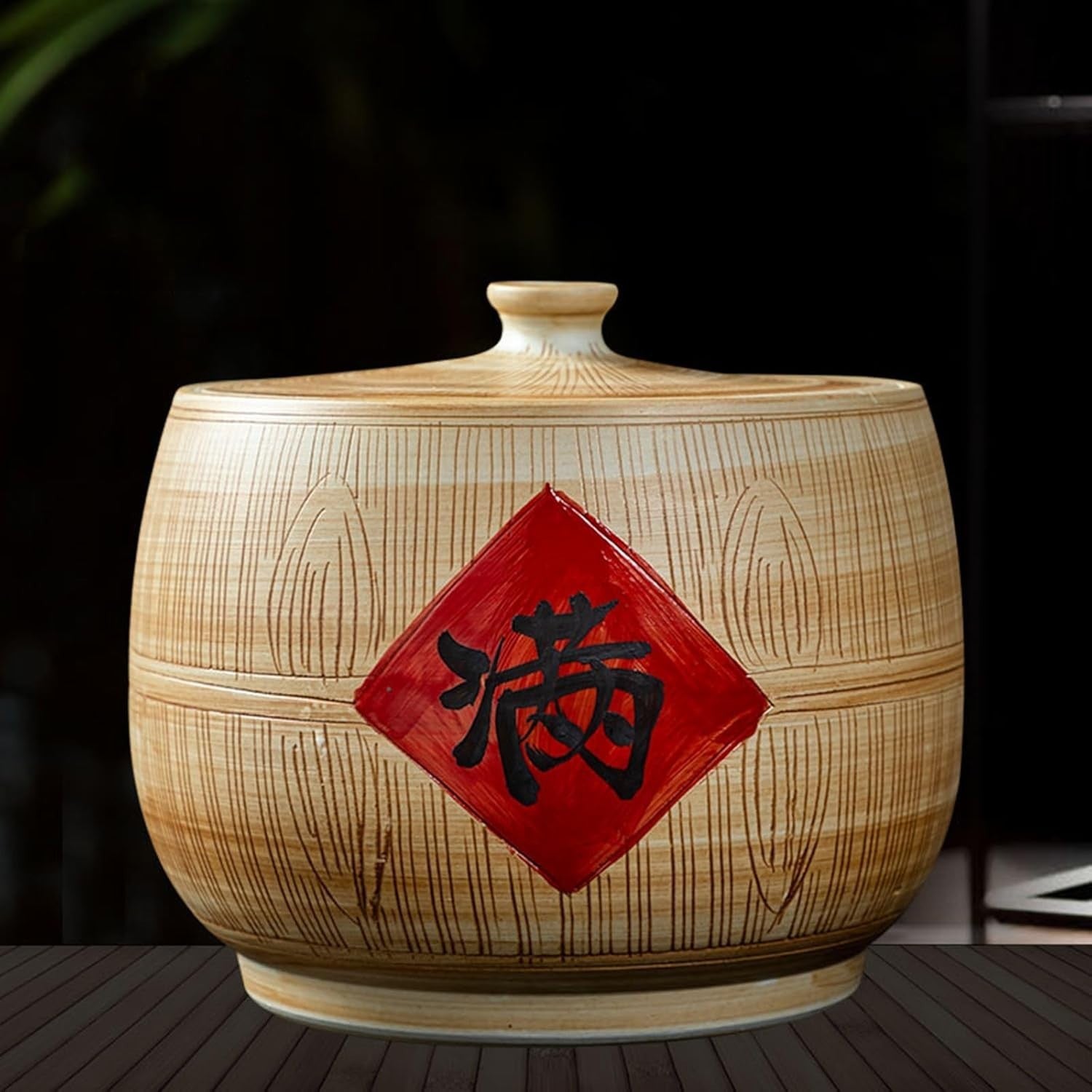 Large Ceramic Rice Storage Jar Airtight Grain Container 5kg Kitchen Bin