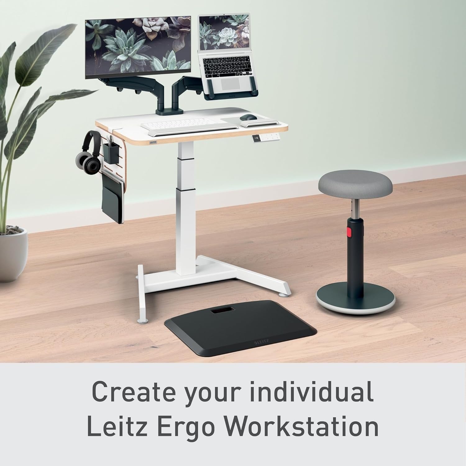 Small Pegboard Desk Organiser with Accessories Clamp Mount White 42x25cm