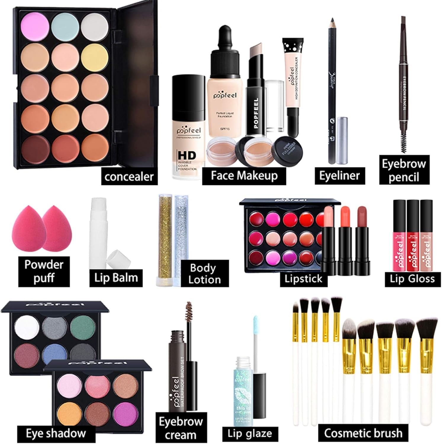 All In One Makeup Gift Set Full Kit Eyeshadow Foundation Lipstick