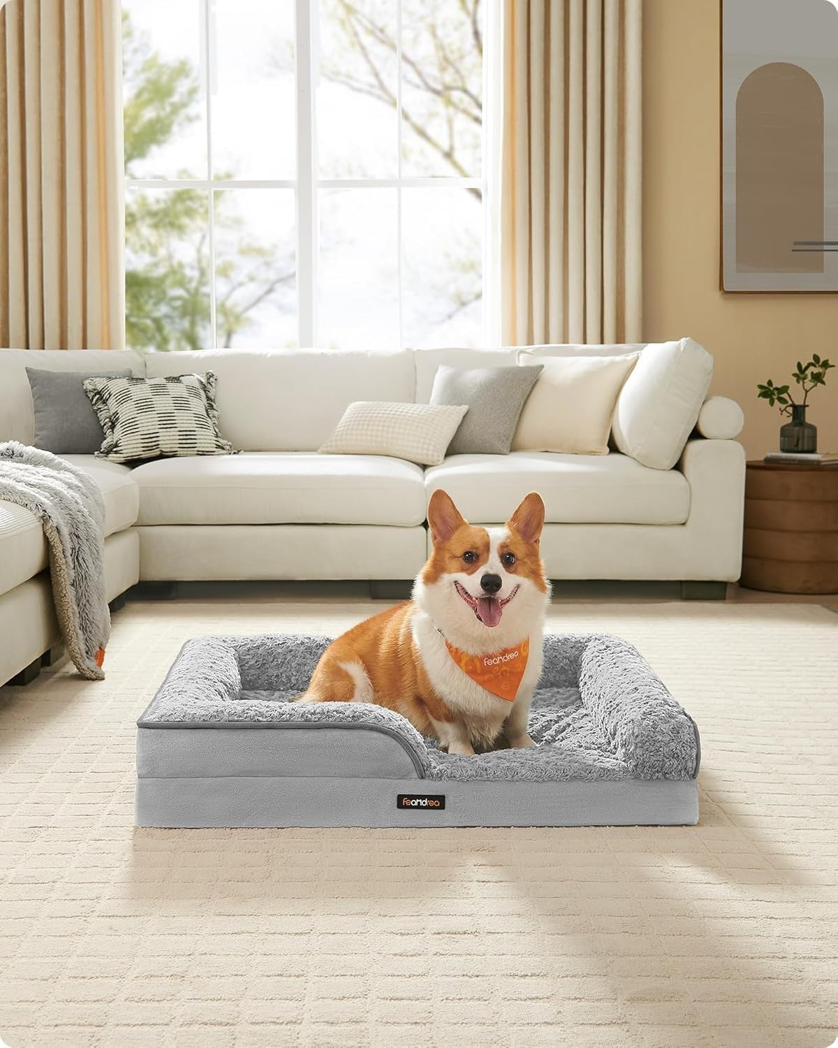 Large Orthopedic Dog Sofa Bed 91x68cm Memory Foam Grey
