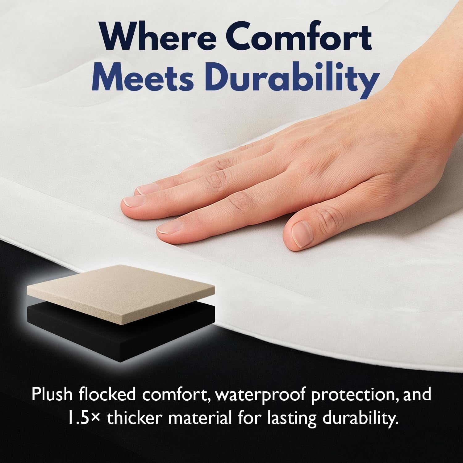 Full-Size Plush Air Mattress with Built-In Pump – Luxury Inflatable Bed