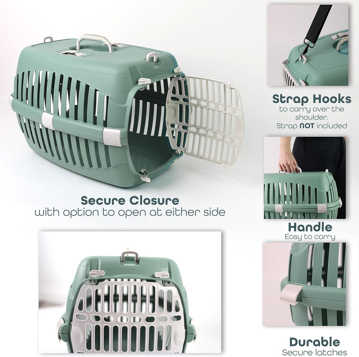 Cat Carrier Travel Crate for Small Pets – Dual Door Dog & Kitten Box Cage