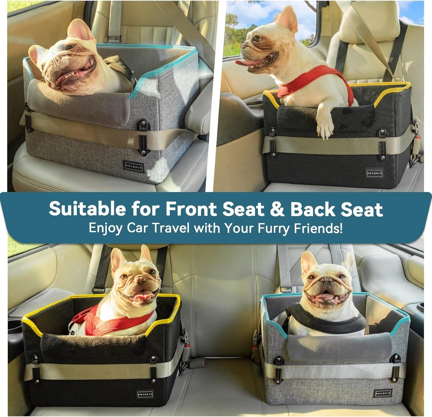 Small Dog Booster Car Seat Adjustable Height Travel Bed 25lb Black