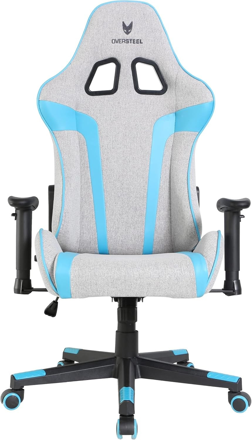 Professional Gaming Chair 180° Recline Fabric Grey Blue