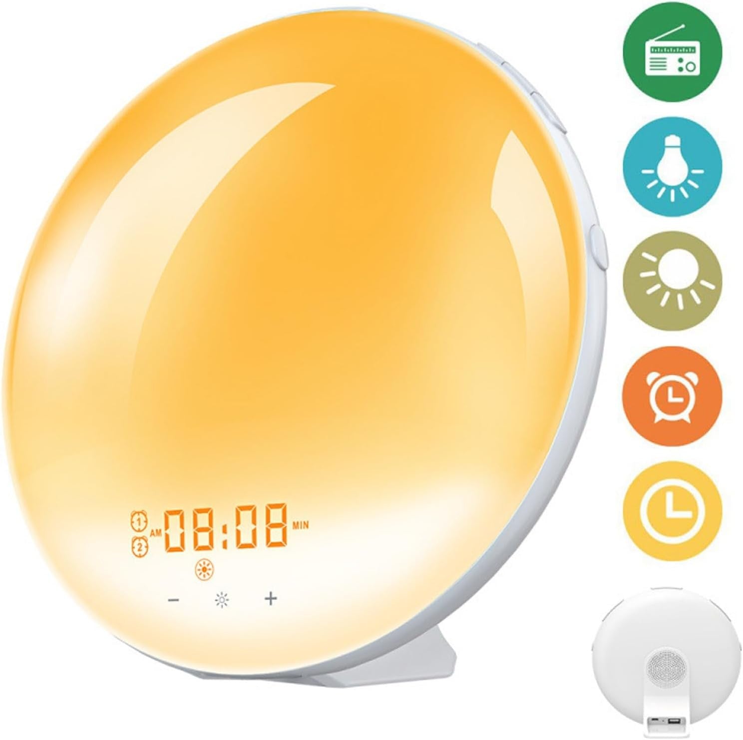 Sunrise Alarm Clock Wake Up Light White Noise Dual Alarm Kids Heavy Sleepers
