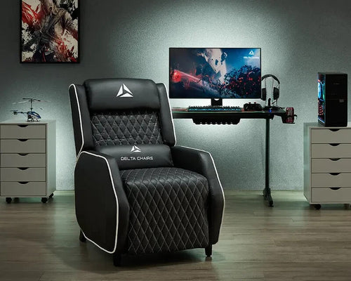 Black Gaming Recliner Armchair Faux Leather Chair w/ Footrest & Lumbar Support