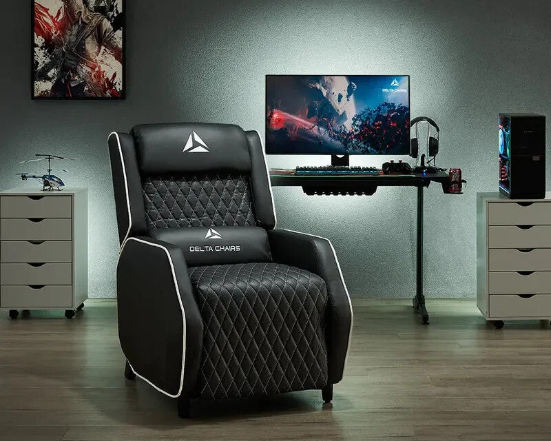 Black Gaming Recliner Armchair Faux Leather Chair w/ Footrest & Lumbar Support