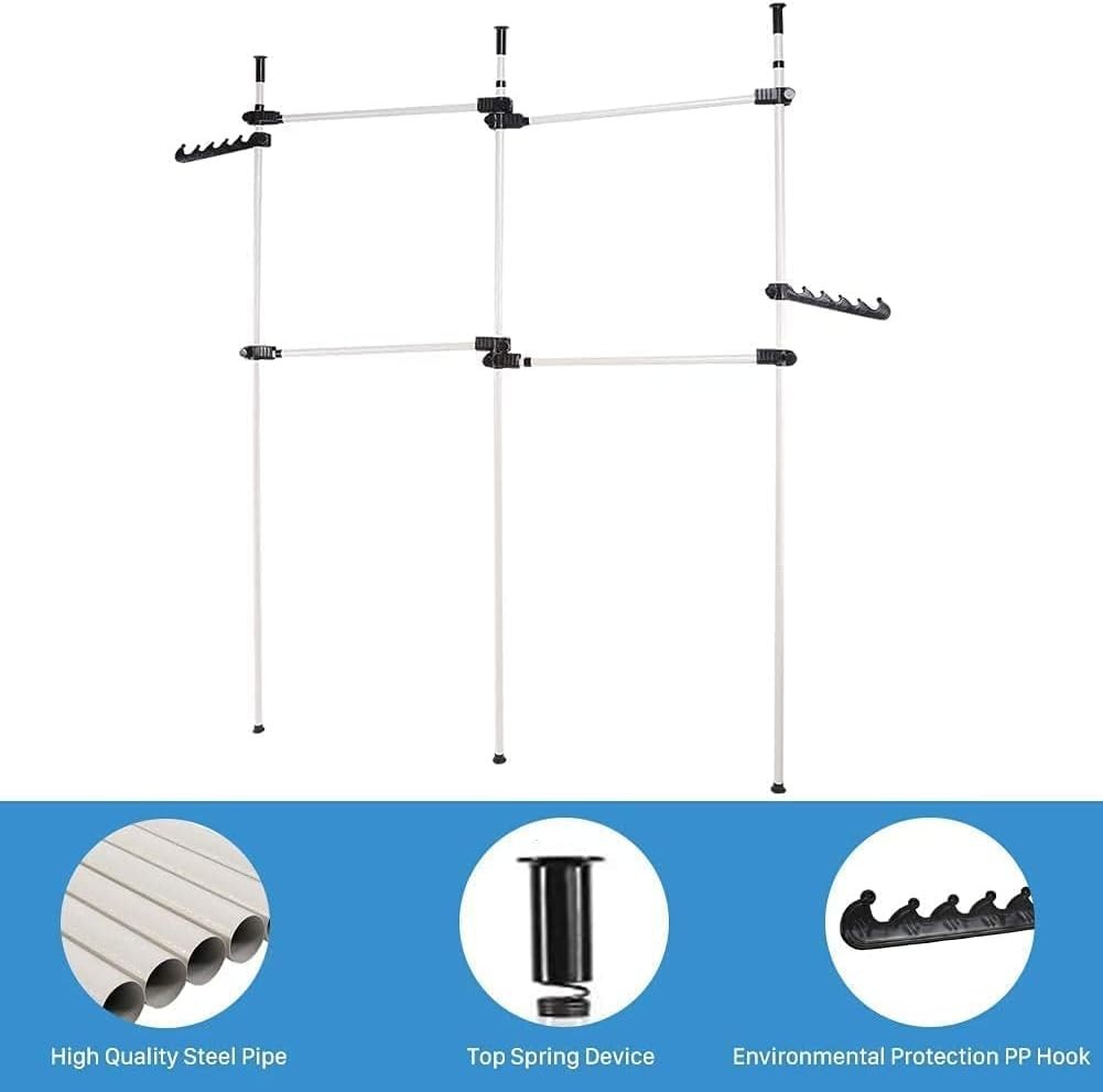 Telescopic Coat Hanger Garment Rack Wardrobe Shelves 60kg Sliver or Grey
