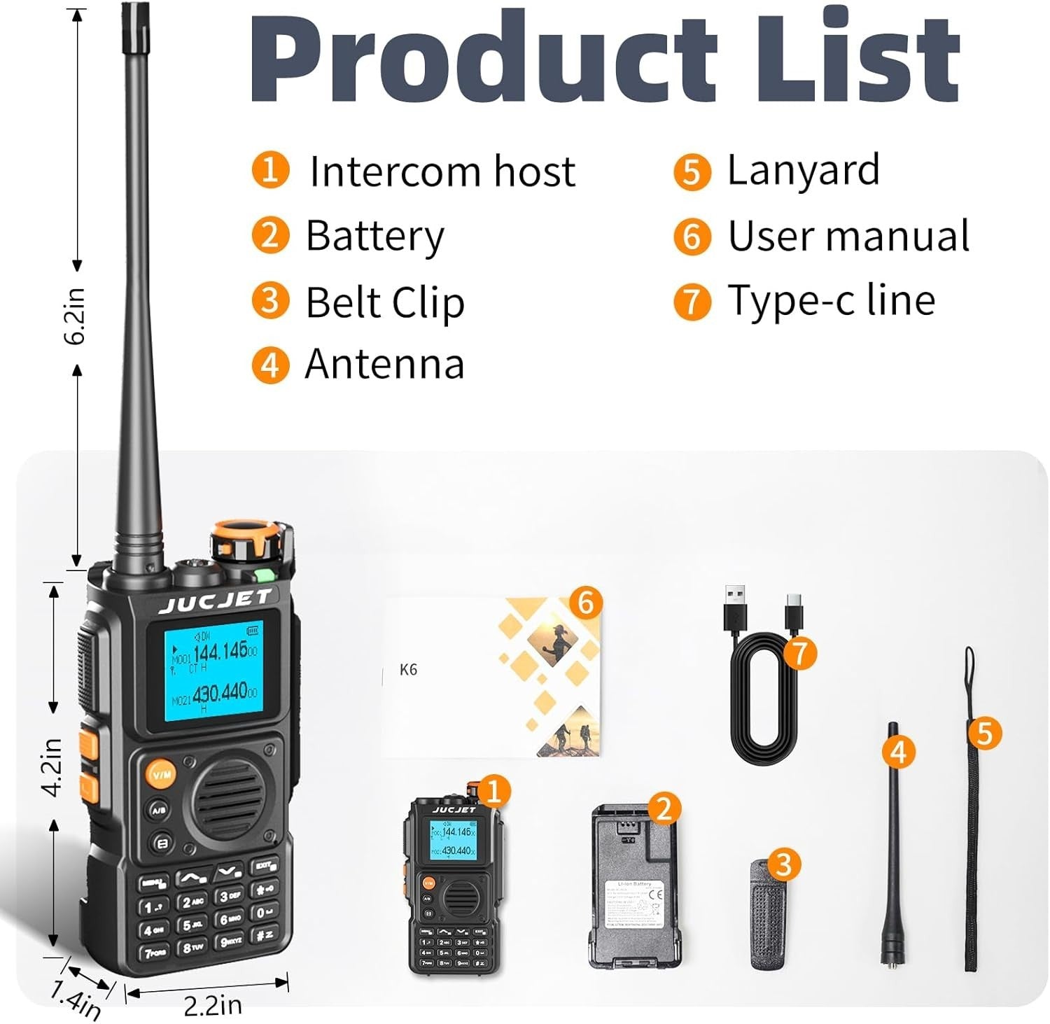 Dual Band Walkie Talkie 2 Pack 999 Channel High Power 2600mAh Radio