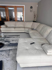 Ivory Natuzzi Large Leather Corner Sofa (PTP)