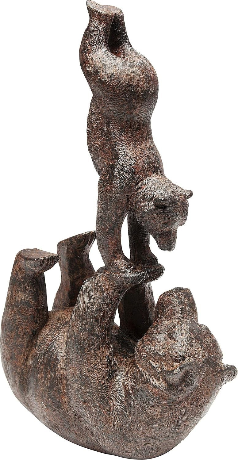 Handstand Bear Figurine Ornament | Handmade Brown Resin Decor | Cute Animal Gift