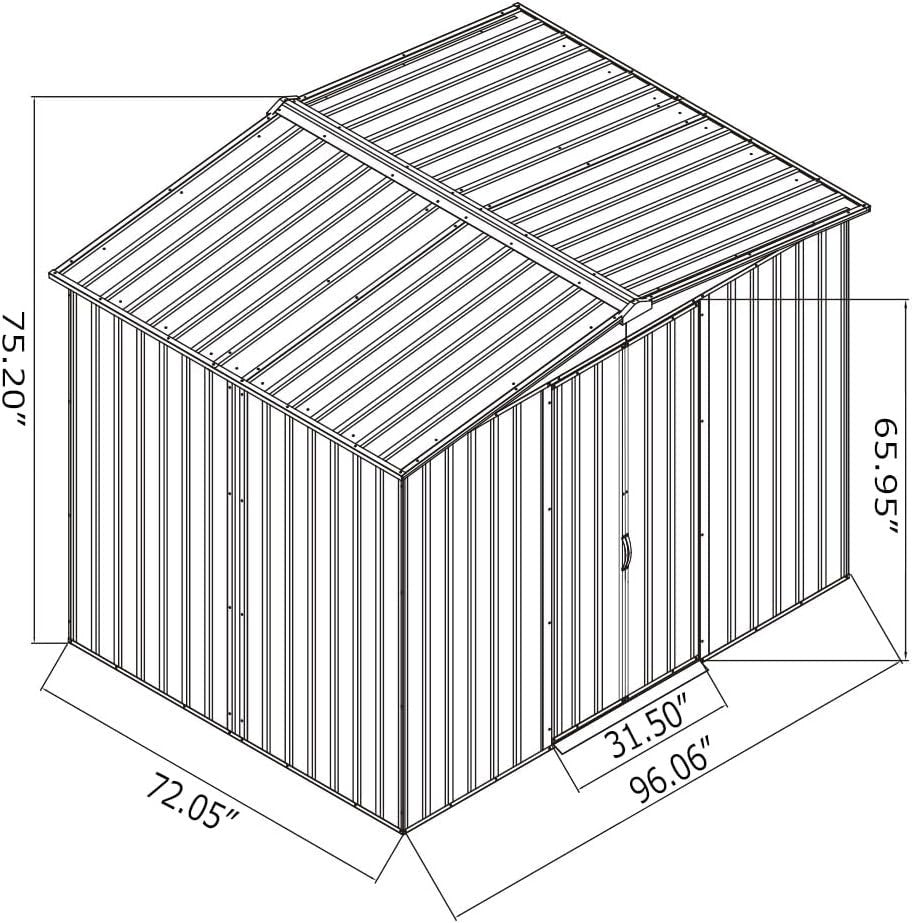 Metal Garden Shed 8x8’ Green Outdoor Tool Bike Storage Garage Waterproof