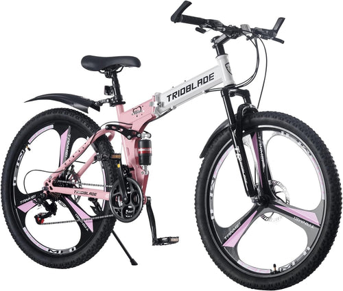 27.5" Folding Mountain Bike 21-Speed Dual Suspension 3-Spoke MTB