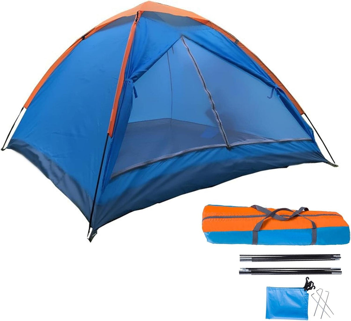 4 Person Camping Tent Waterproof Lightweight Family Dome Blue