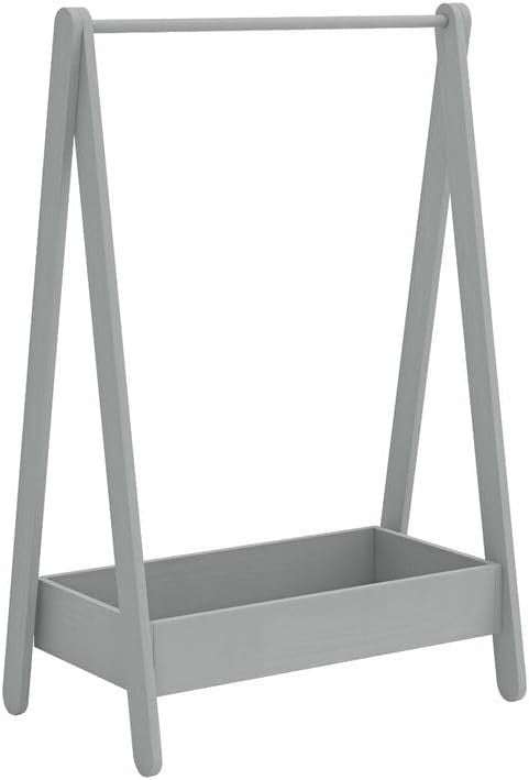 Kids Wooden Dress Up Clothes Rail with Shelf – Grey