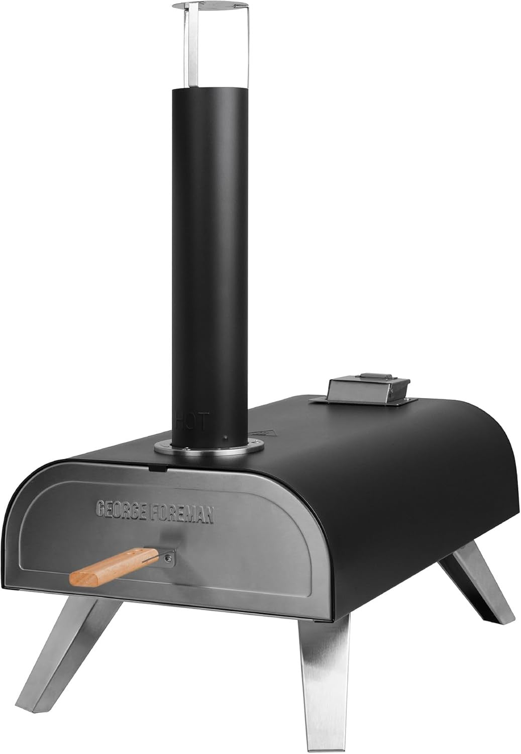 12" Outdoor Wood Fired Pizza Oven Black Stainless Steel Portable BBQ Smoker
