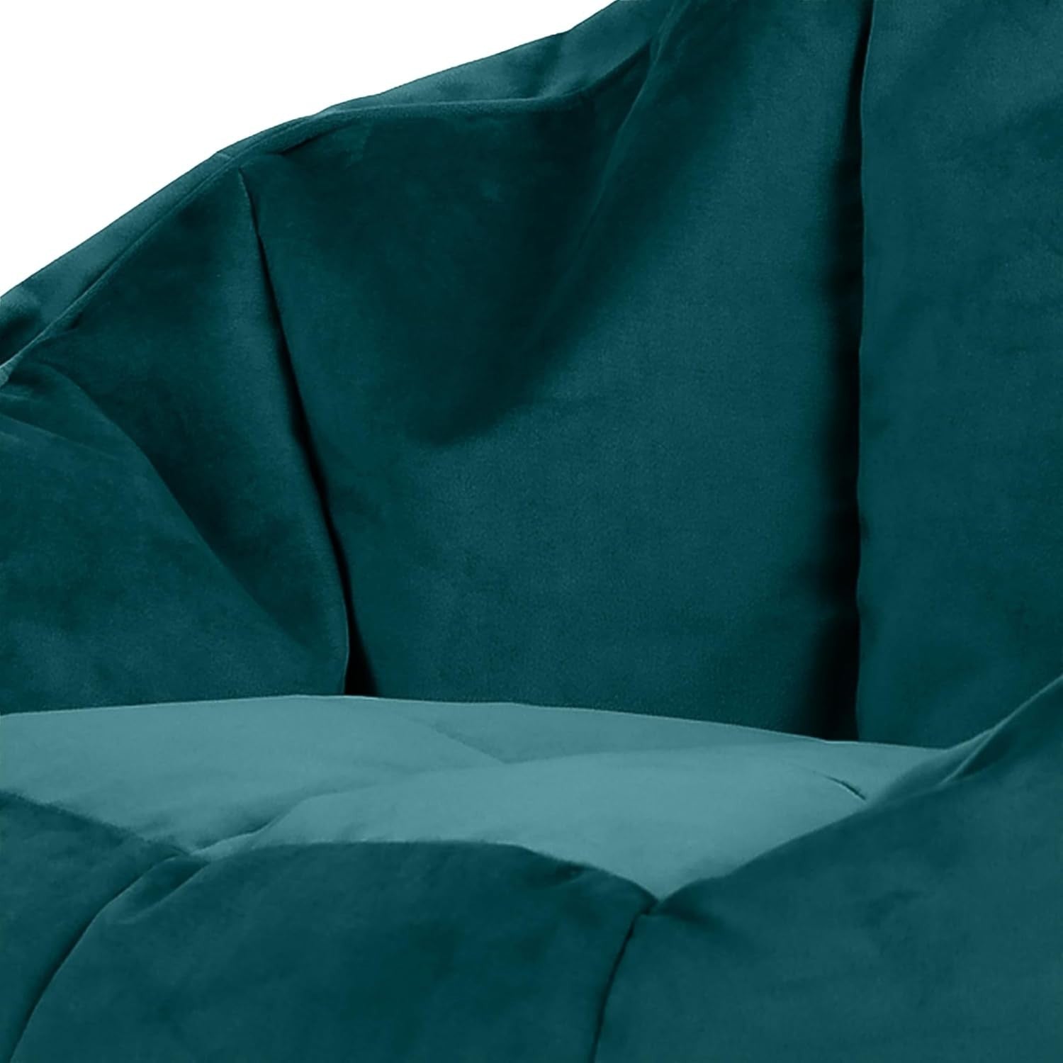 Teal Velvet Bean Bag Chair & Footstool Set Adult Lounge Sofa Seat