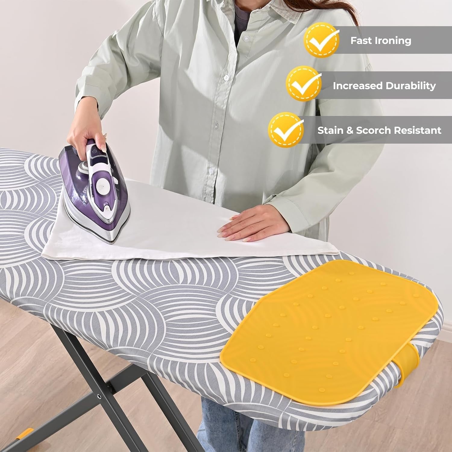 Extra Wide Ironing Board Height Adjustable Heavy Duty Foldable 135x46cm