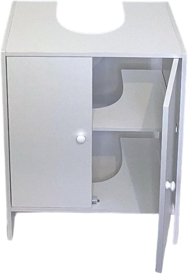 White Bathroom Sink Cabinet 48x30x60cm Under Basin Storage Cupboard 2 Door Unit