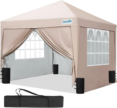 3x3M Beige Pop Up Gazebo With Removable Sides Waterproof Garden Party Tent