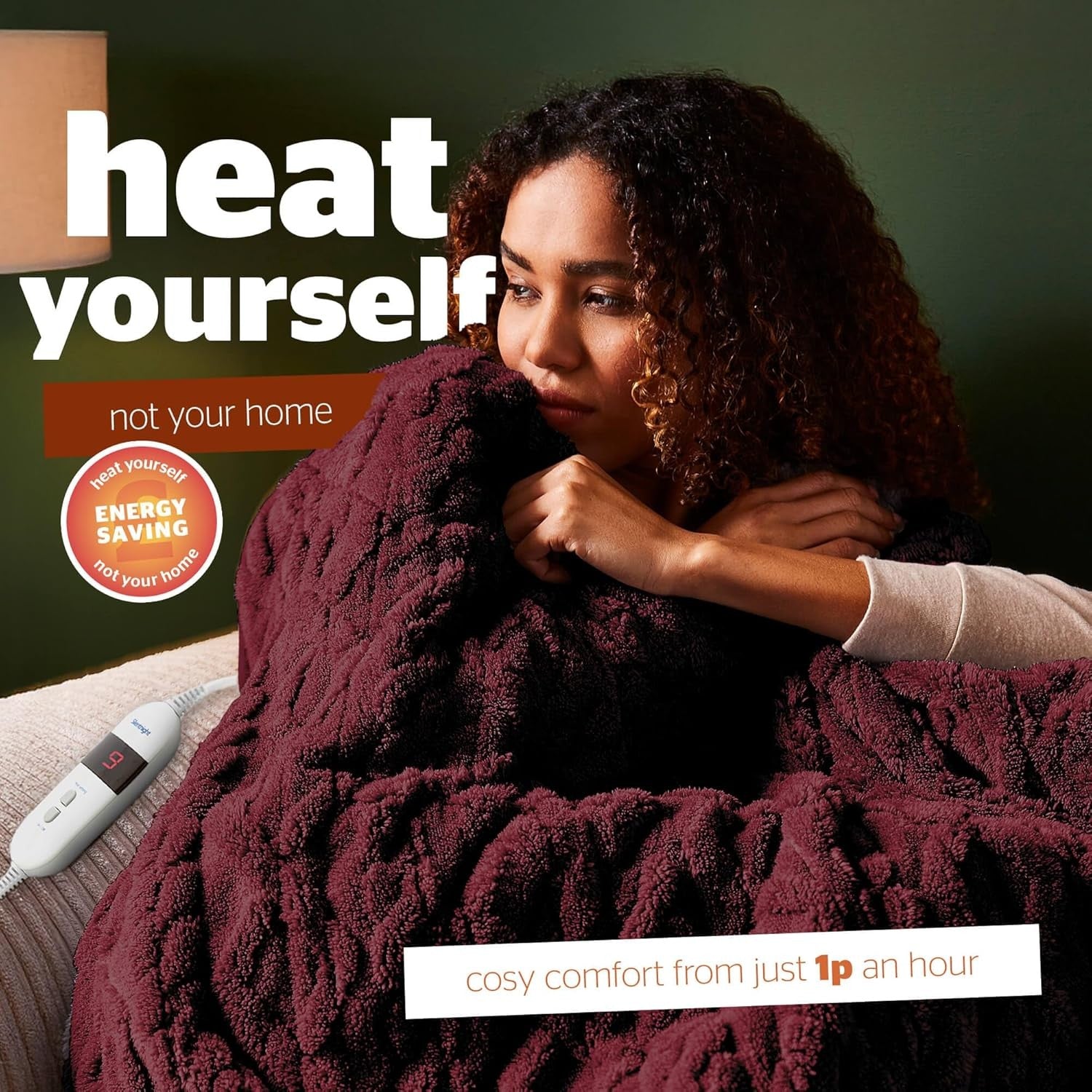 Luxury Heated Throw Blanket Super Cosy Knit Fleece 9 Heat Settings 120x160cm