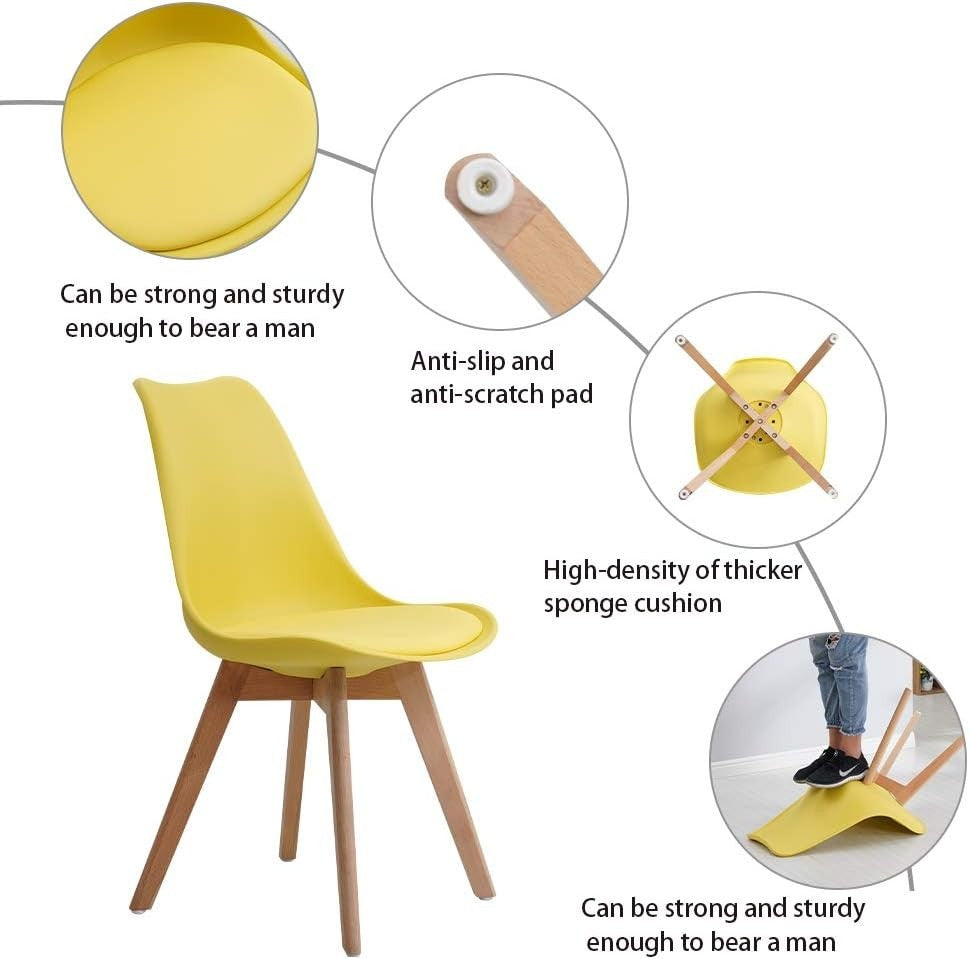 Yellow Dining Table and Chairs Set 4 – 80cm Round Modern Kitchen Café