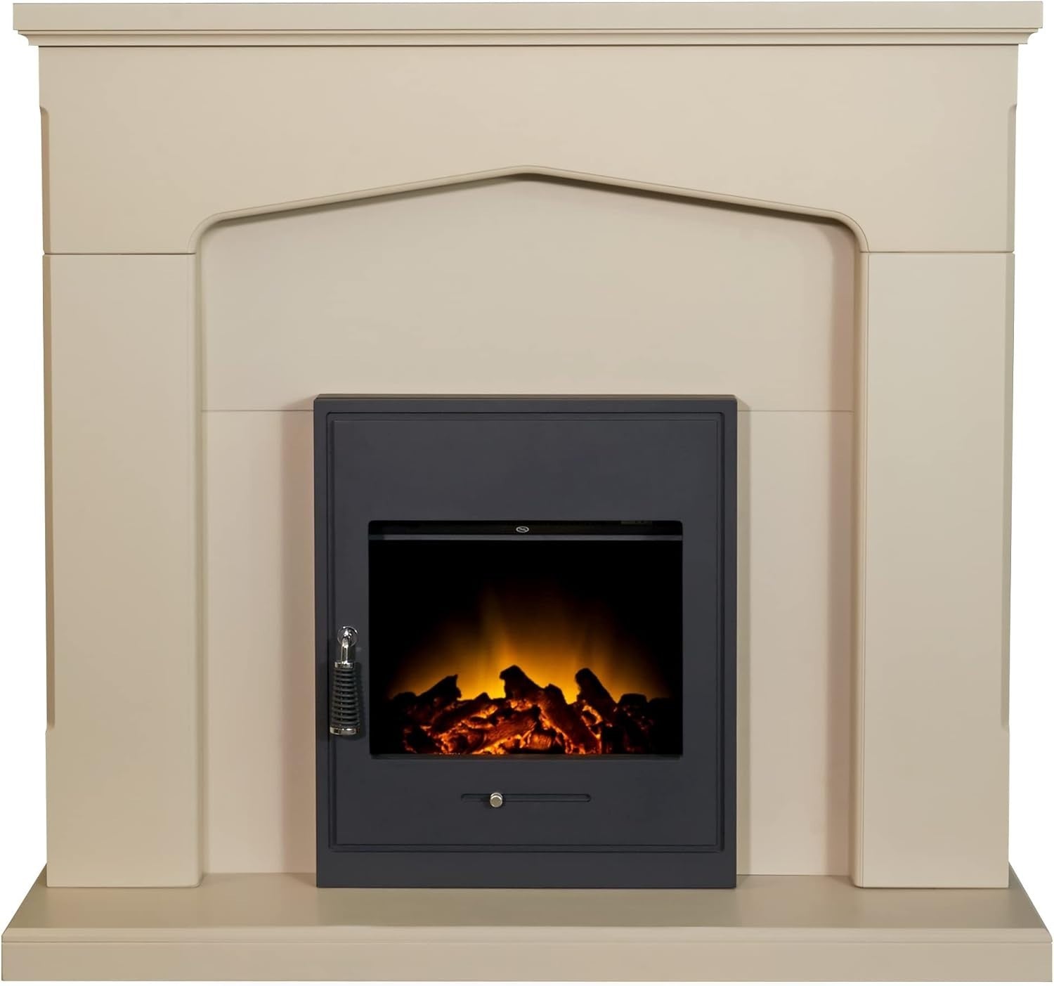 Stone Effect Electric Fireplace with Black Inset Stove & Remote Control
