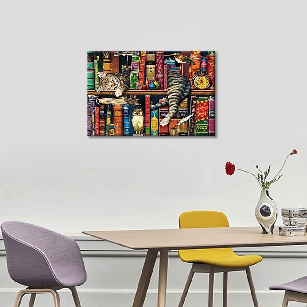 Sleeping Cat Abstract Canvas Wall Art 16×24 in Modern Decor