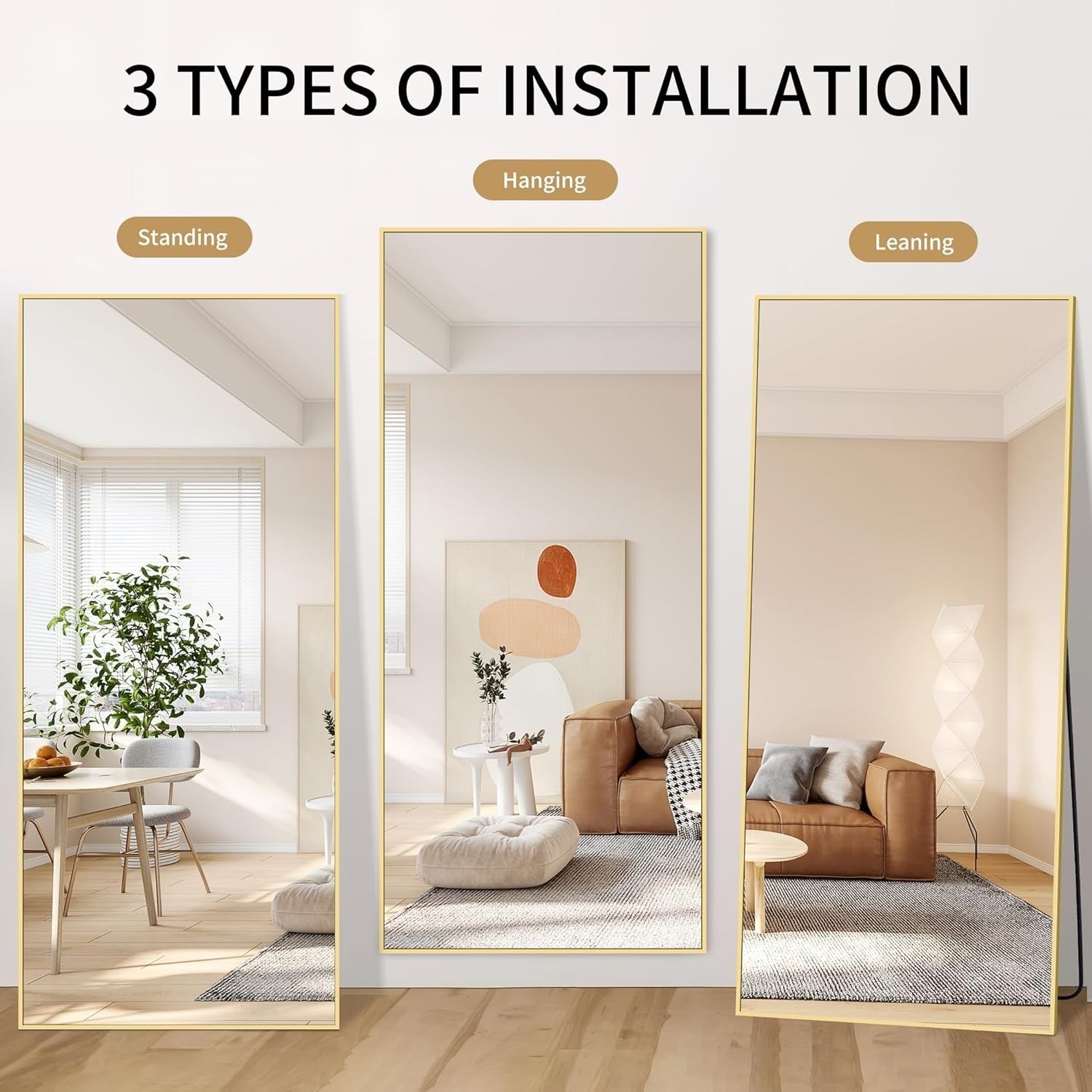 Large Gold Full Body Mirror 192x85cm Freestanding Wall Mount Bedroom