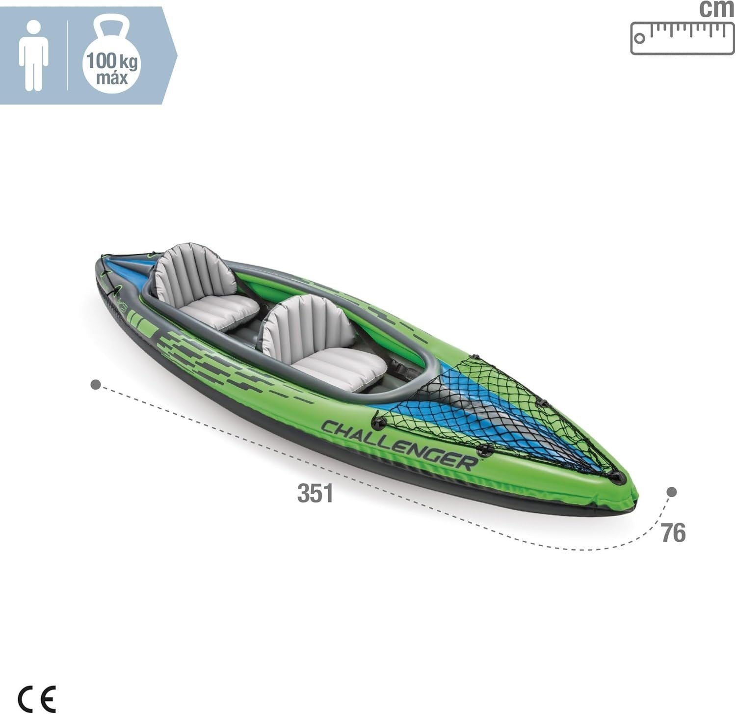 2 Person Inflatable Kayak Set w/ Aluminum Oars Air Pump PVC