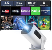 1080P Smart Mini Projector WiFi 6 Bluetooth 210° Stand Auto Keystone 4K