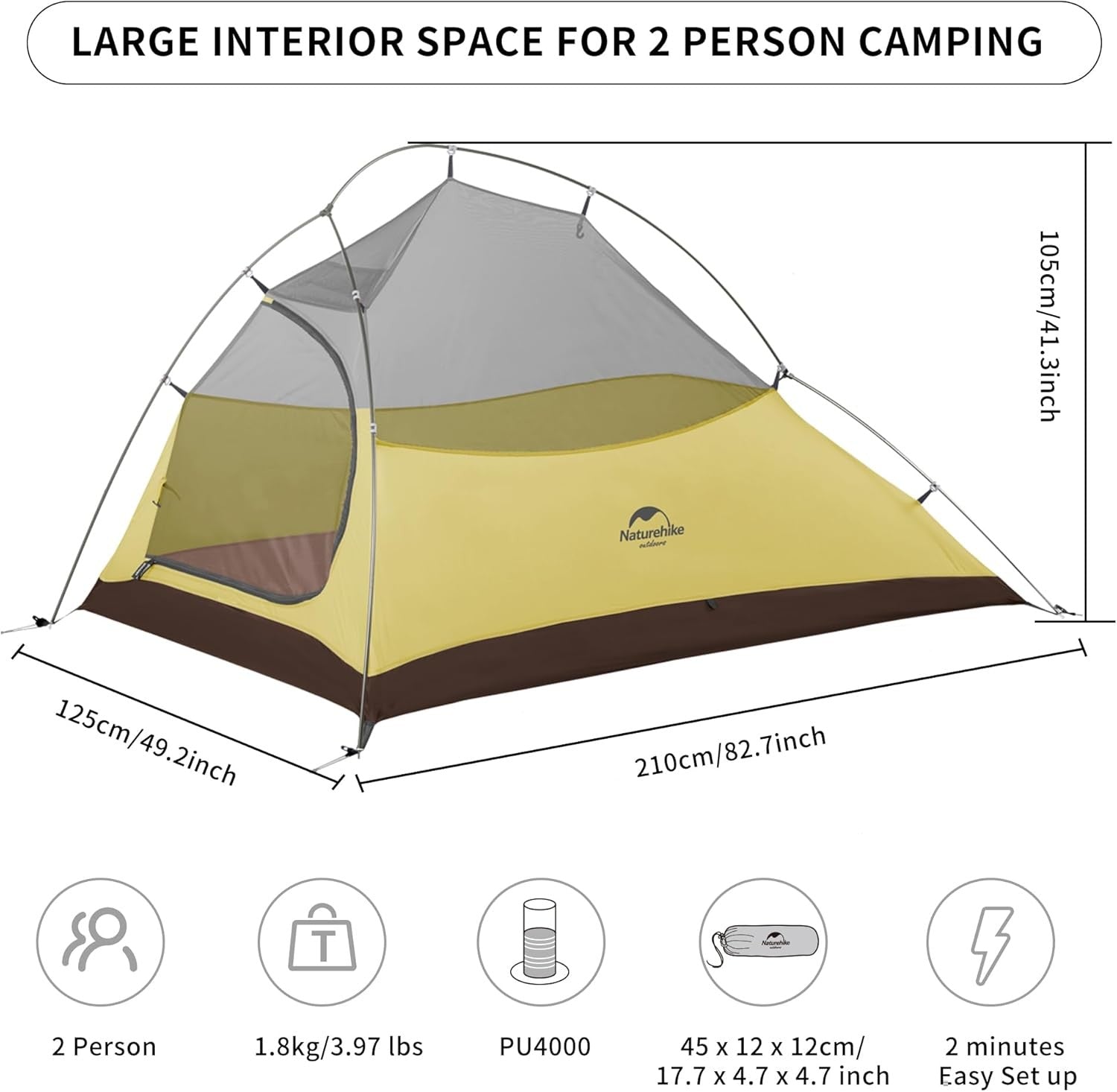 2 Person Lightweight Backpacking Tent 3-4 Season