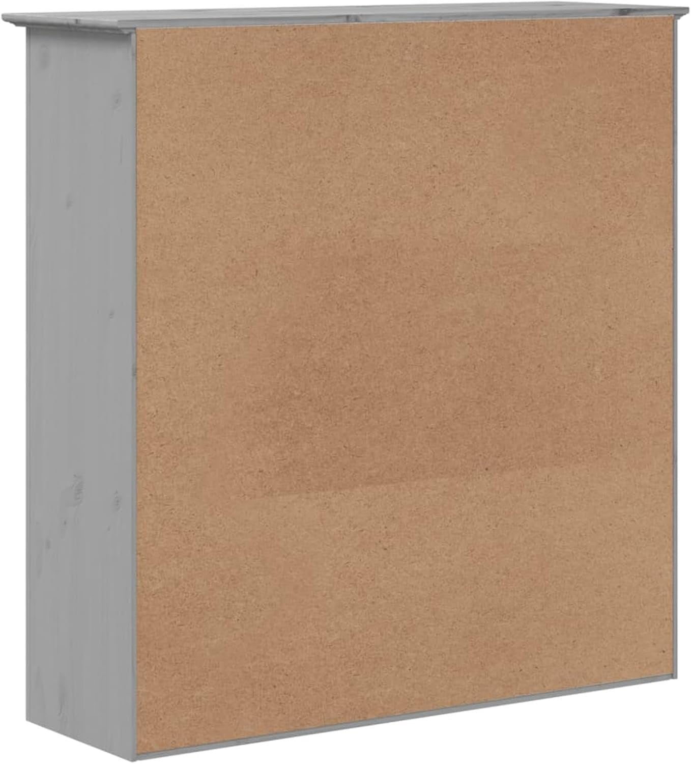 Grey Solid Wood Cabinet | 3 Glass Doors & Metal Handles 118cm
