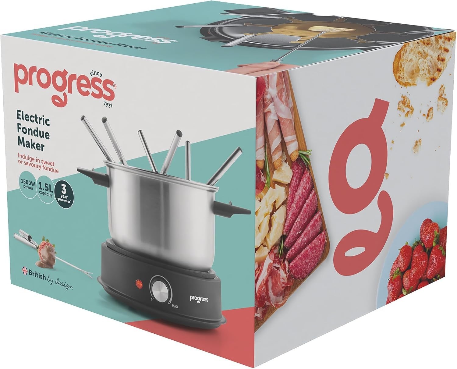 Electric Fondue Maker 1.5L Cheese Chocolate Pot 8 Forks 1500W