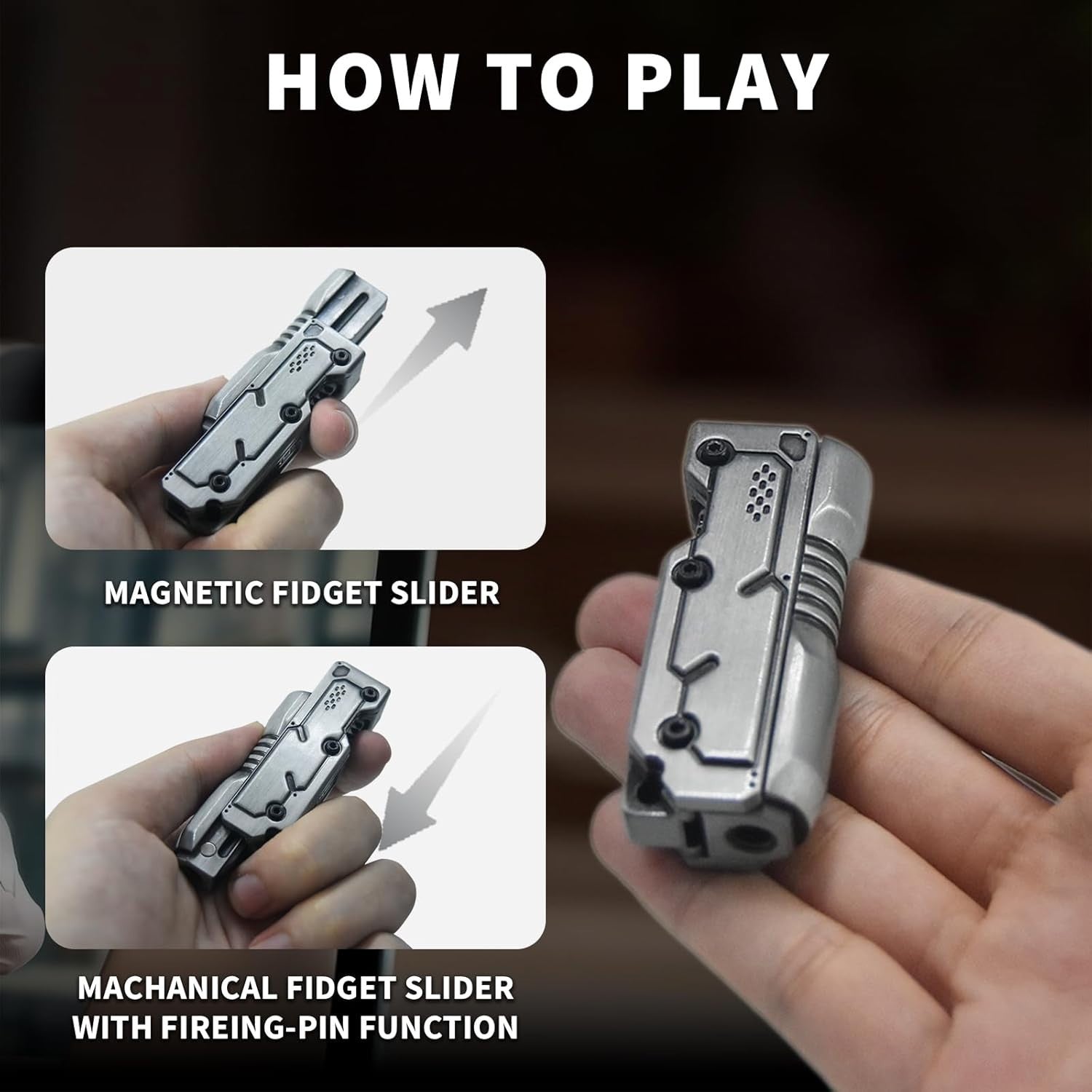Silver Metal Fidget Slider Ratchet Clicker Magnetic EDC Stress Toy