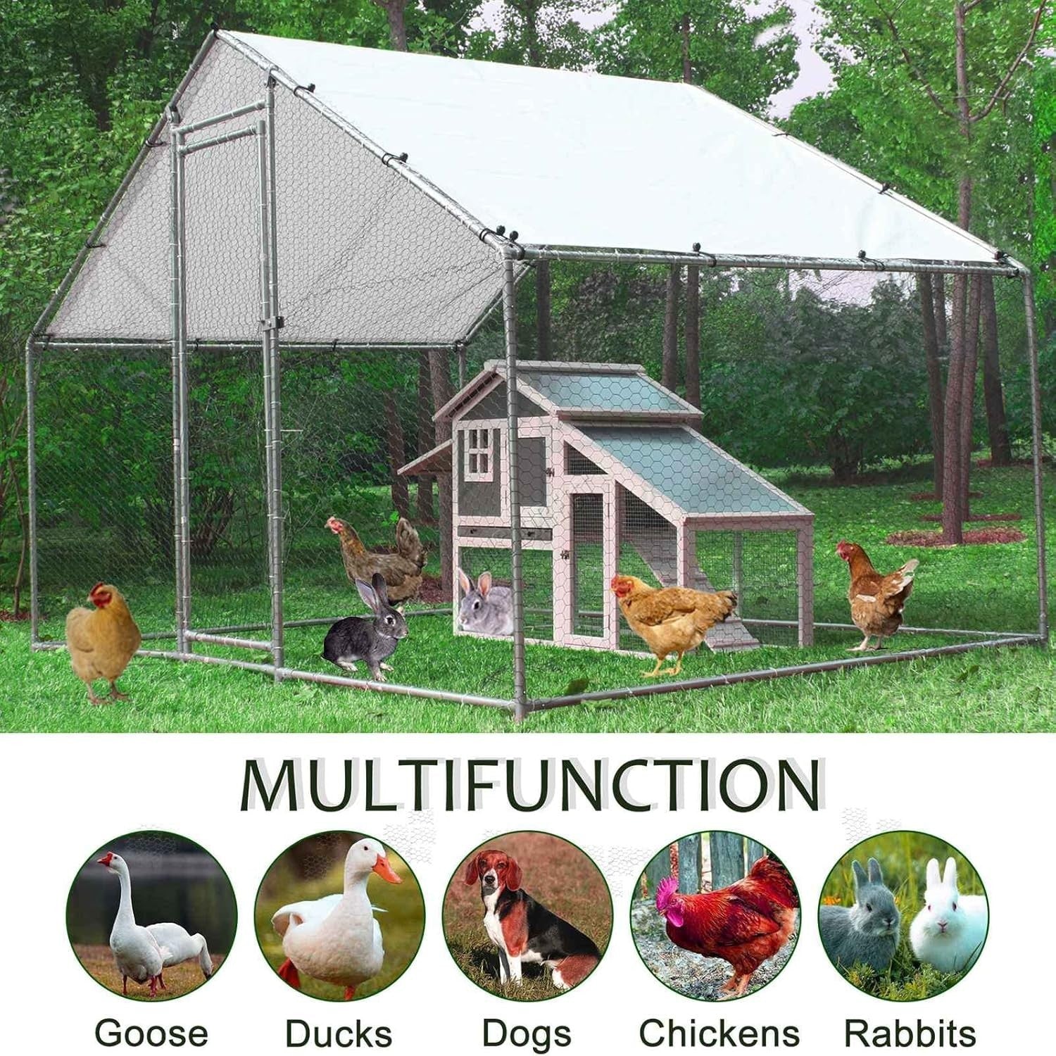 Walk In Chicken Run Outdoor Metal Pet Enclosure 3x2x2m Secure Cage