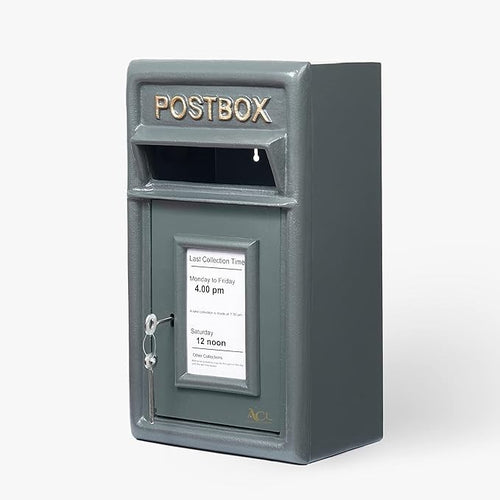 Lockable Cast Iron Wall Post Box | Weatherproof Mailbox | 44cm Tall | Secure