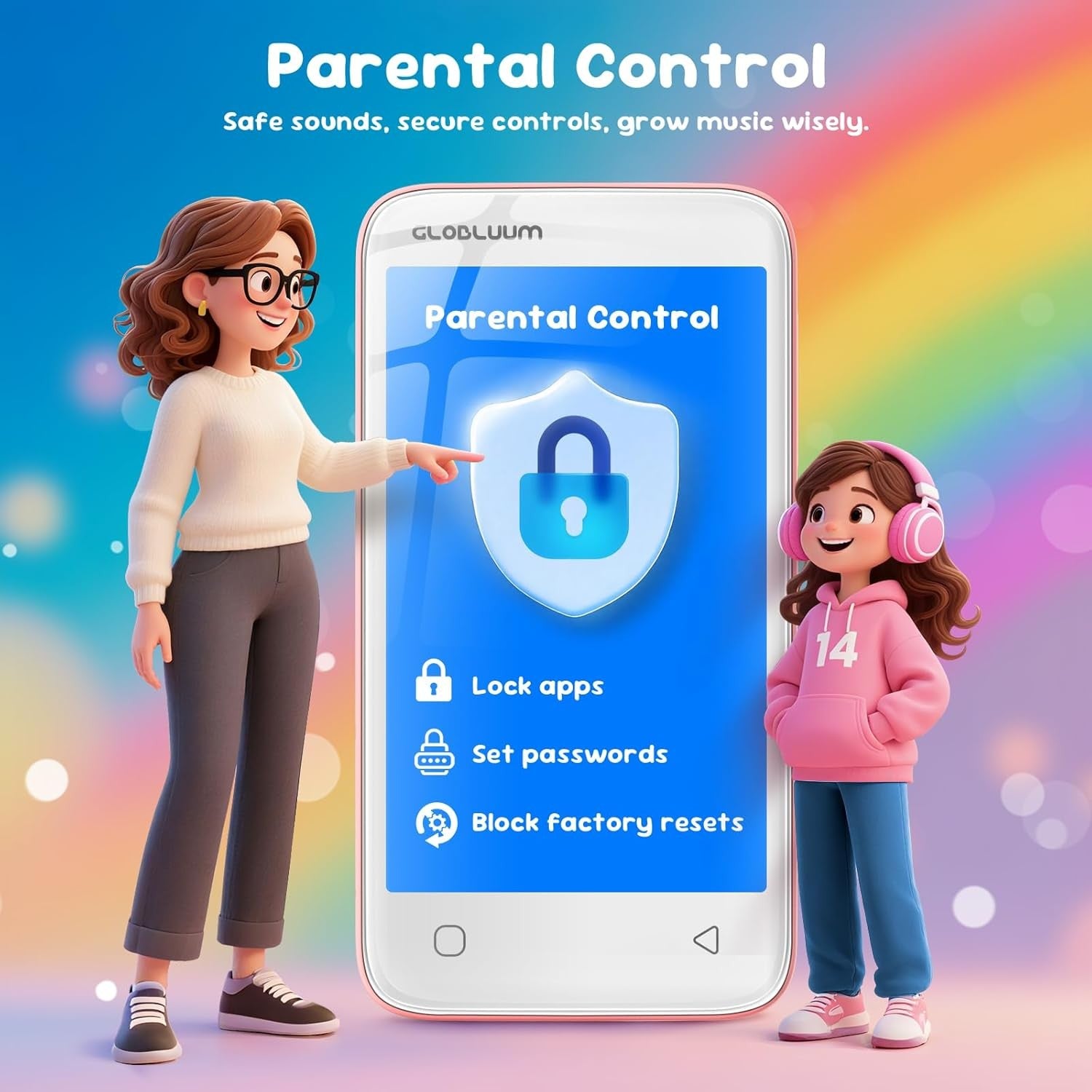 80GB Kids MP3 MP4 Player 4" Touch WiFi Bluetooth Parental