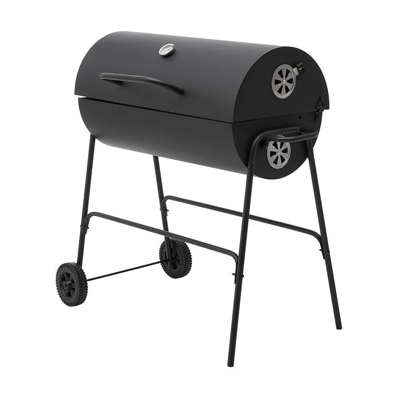 Charcoal BBQ Grill Outdoor Garden Cooker with Wheels & Thermometer