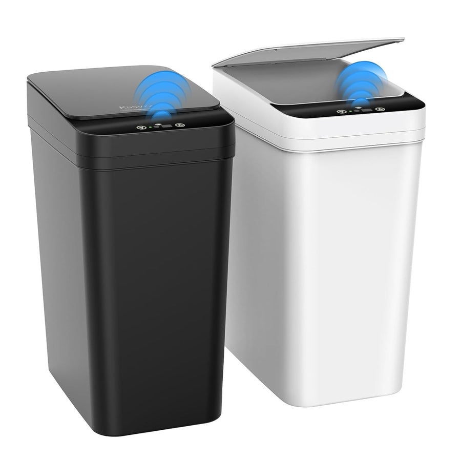 2 Pack 10L Touchless Motion Sensor Bathroom Bins Slim Auto Lid