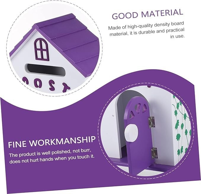 Wall Mounted Suggestion Mailbox Purple Lockable Post Box for Home Office School