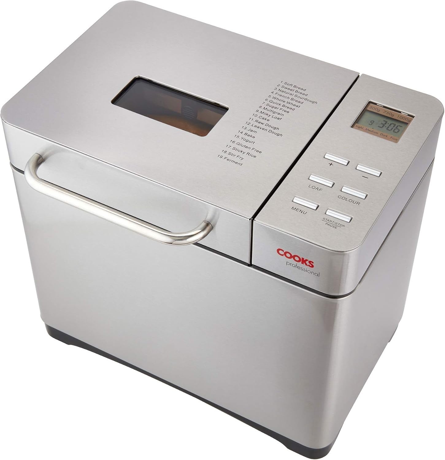 1KG Digital Bread Maker 19 Programs Fruit & Seed Dispenser Silver