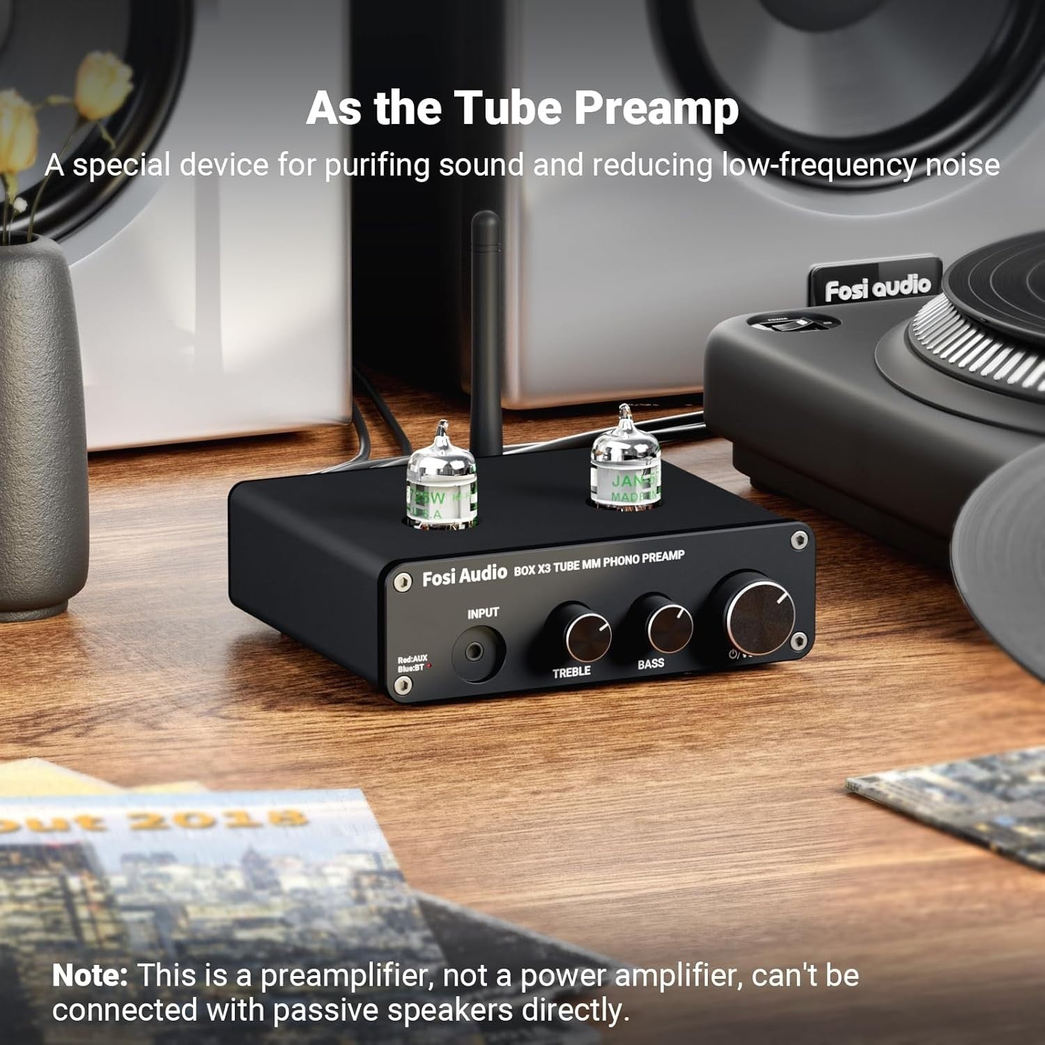 Bluetooth 5.0 Tube Phono Preamp 5725W MM Turntable Pre Amplifier HiFi