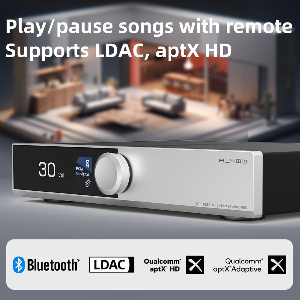 AL400 HiFi All-in-One Decoder Phono Preamp Power Amp eARC Stereo Silver
