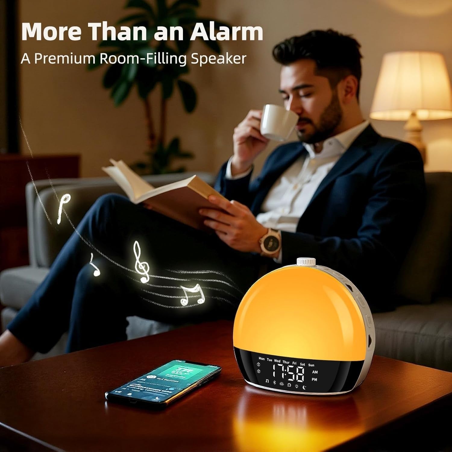 Sunrise Alarm Clock with White Noise Machine & 25 Soothing Sounds - Wake Light