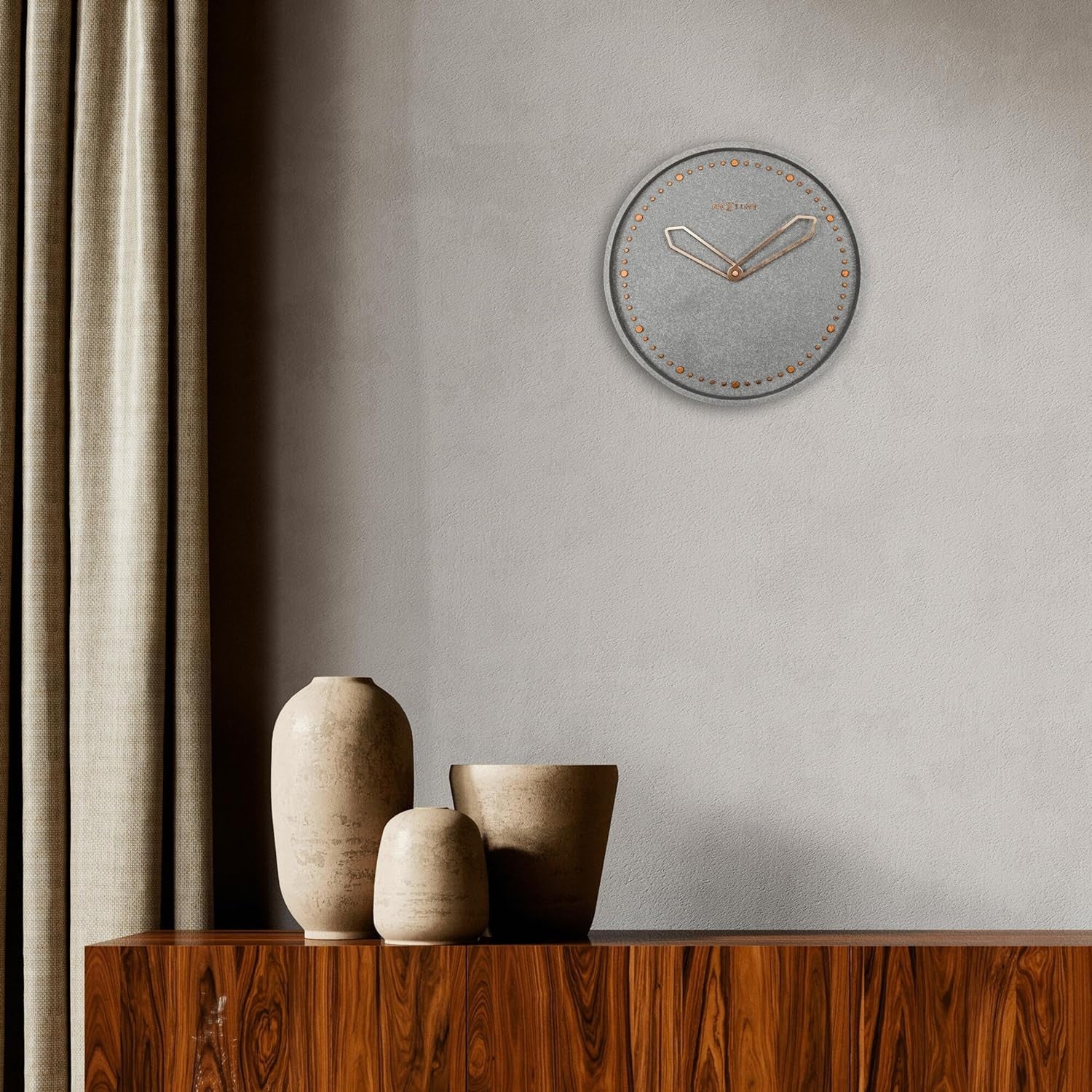 Luxury 35cm Silent Wall Clock Concrete Stone Effect Modern Minimalist Grey